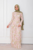 Fara Asymmetric Ruffle-Trim Impressionist Floral Maxi