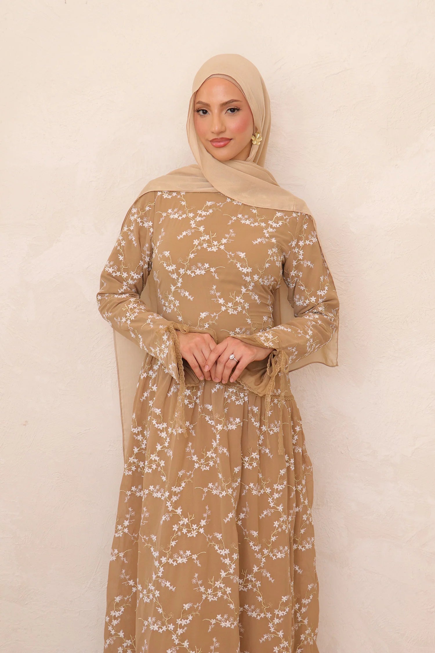 Mona Asymmetric Waist Embroidered Dress
