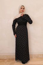Amira Polka Dot Maxi Dress-Black