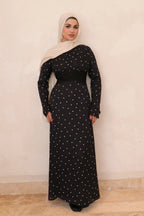Amira Polka Dot Maxi Dress-Black