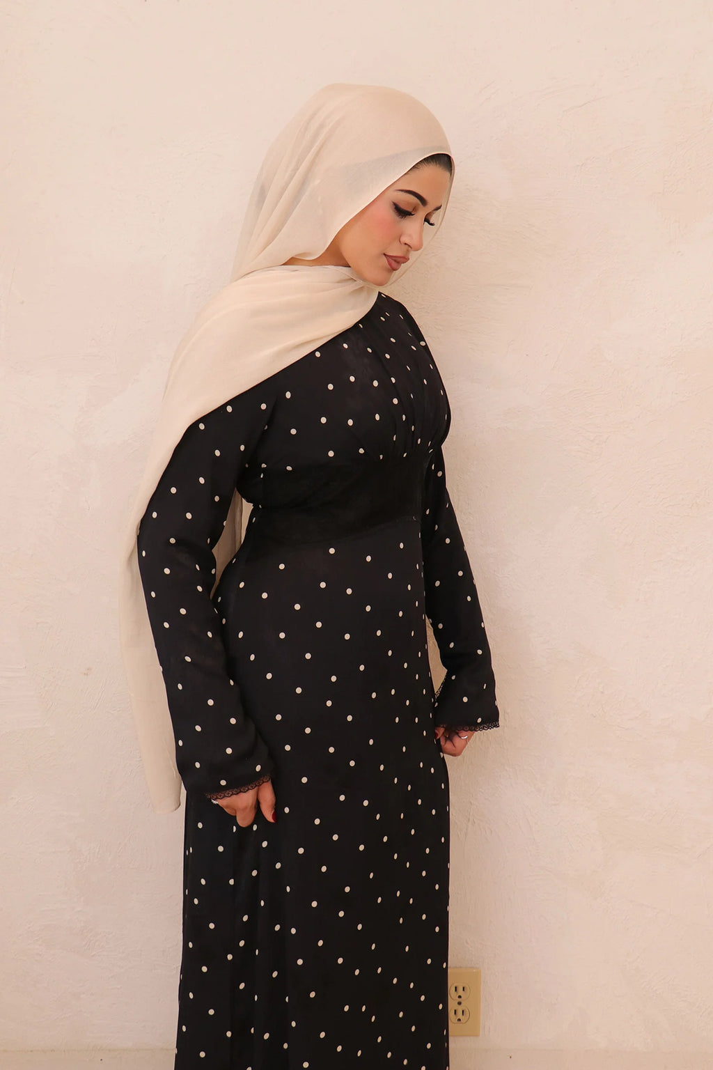 Amira Polka Dot Maxi Dress-Black