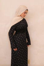 Amira Polka Dot Maxi Dress-Black
