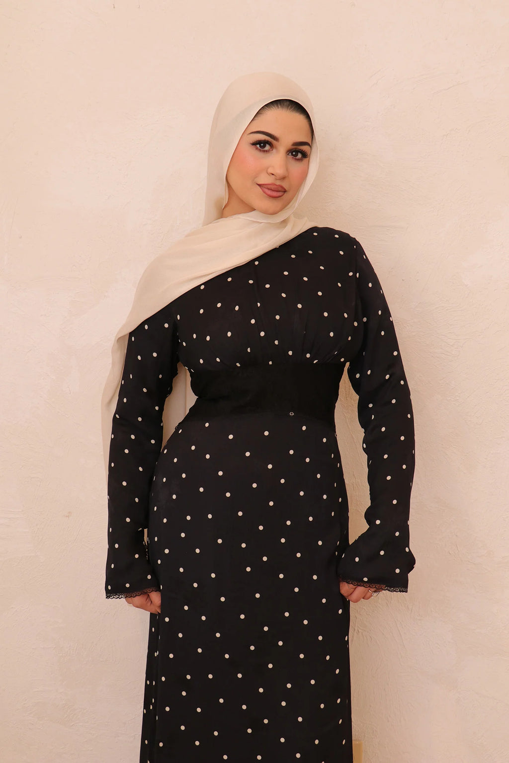Amira Polka Dot Maxi Dress-Black