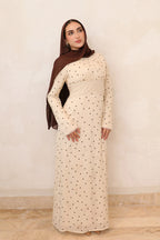 Amira Polka Dot Maxi Dress-Apricot