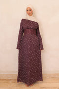 Amira Polka Dot Maxi Dress-Wine