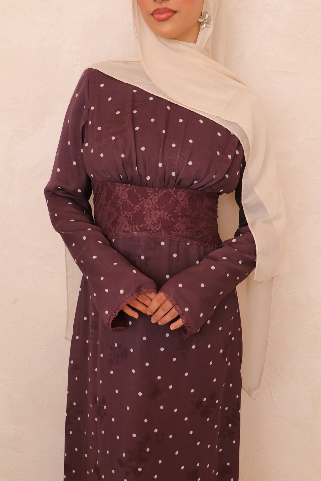 Amira Polka Dot Maxi Dress-Wine