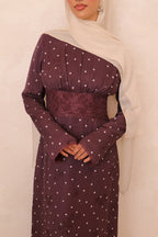 Amira Polka Dot Maxi Dress-Wine
