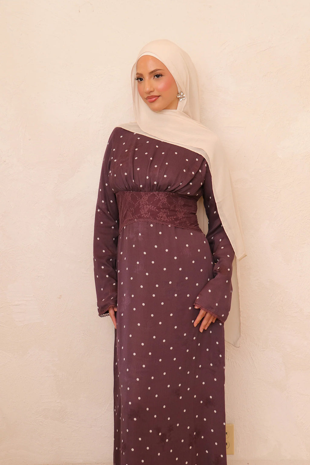 Amira Polka Dot Maxi Dress-Wine