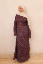 Amira Polka Dot Maxi Dress-Wine