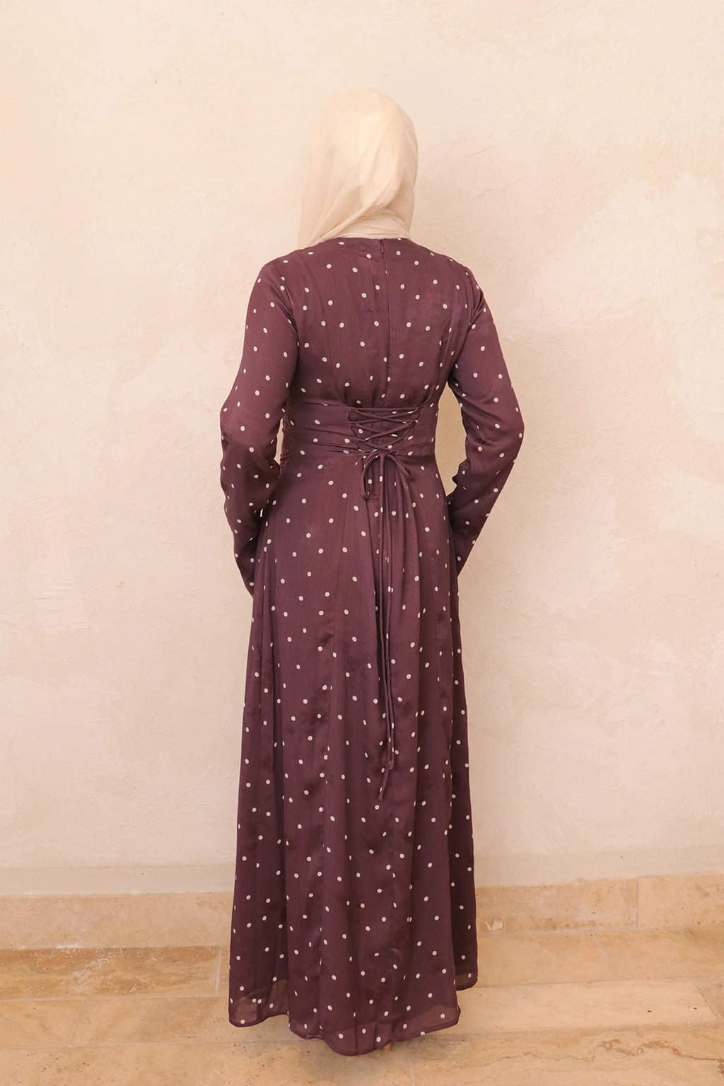 Amira Polka Dot Maxi Dress-Wine