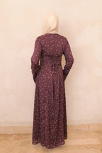 Amira Polka Dot Maxi Dress-Wine