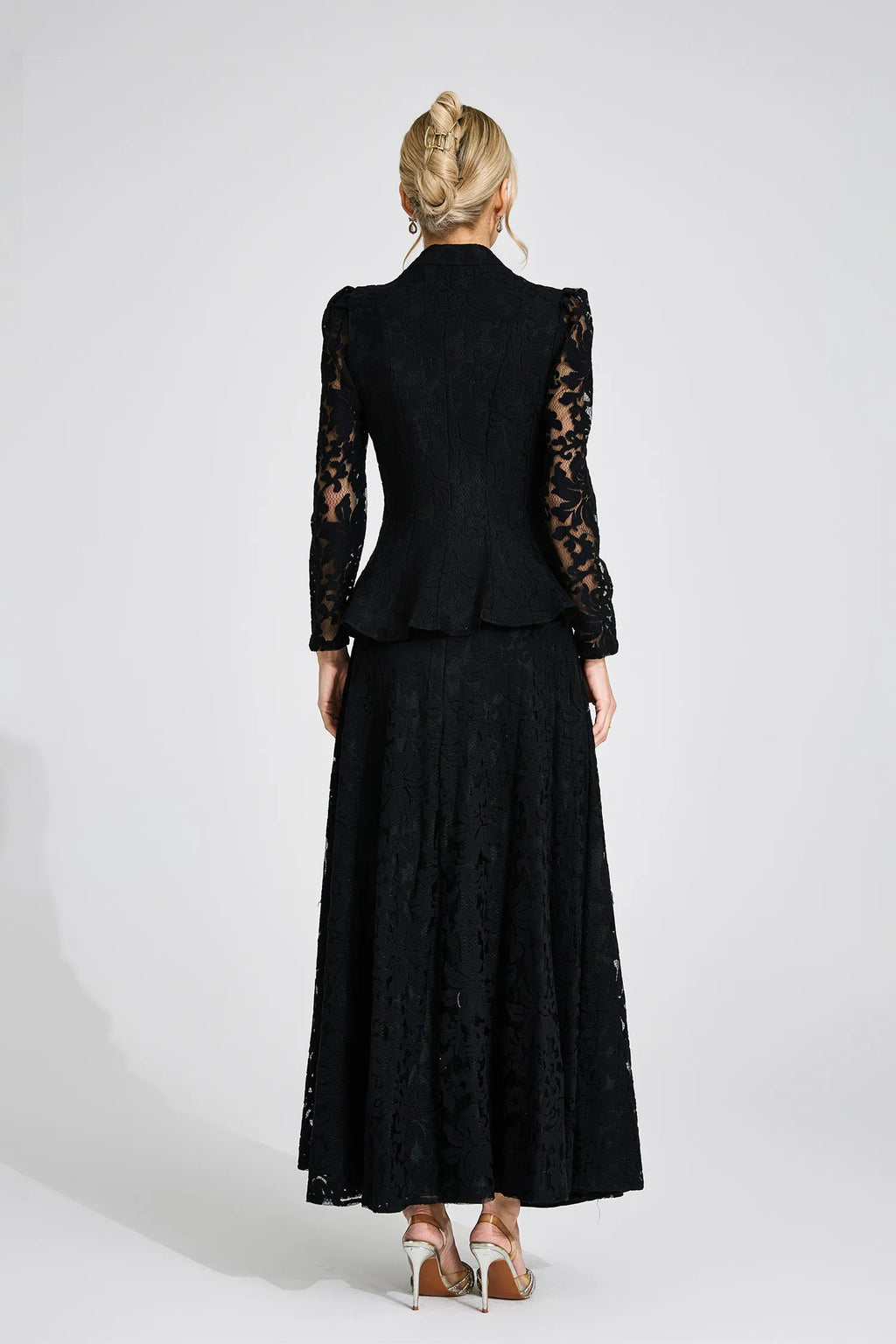 Vera Beaded Lace Peplum Two Piece Suit