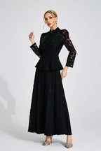 Vera Beaded Lace Peplum Two Piece Suit
