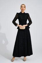 Vera Beaded Lace Peplum Two Piece Suit