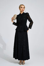 Vera Beaded Lace Peplum Two Piece Suit