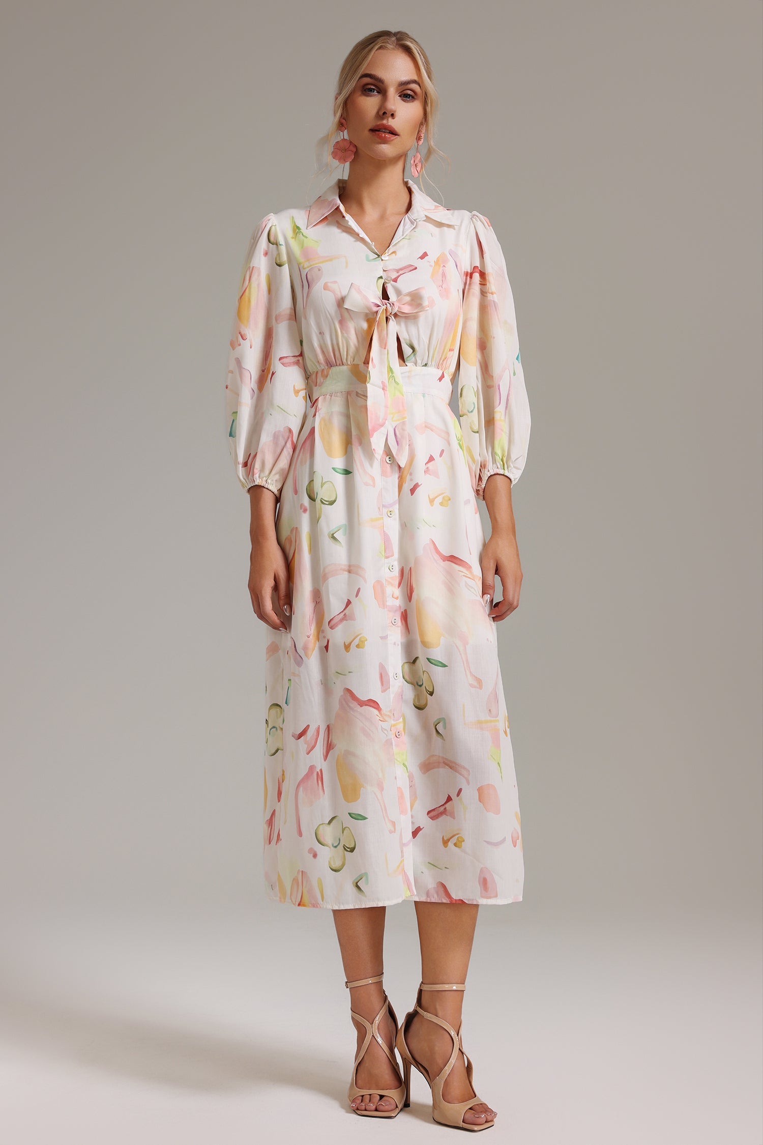 Lyla Button Placket Printed Dress	