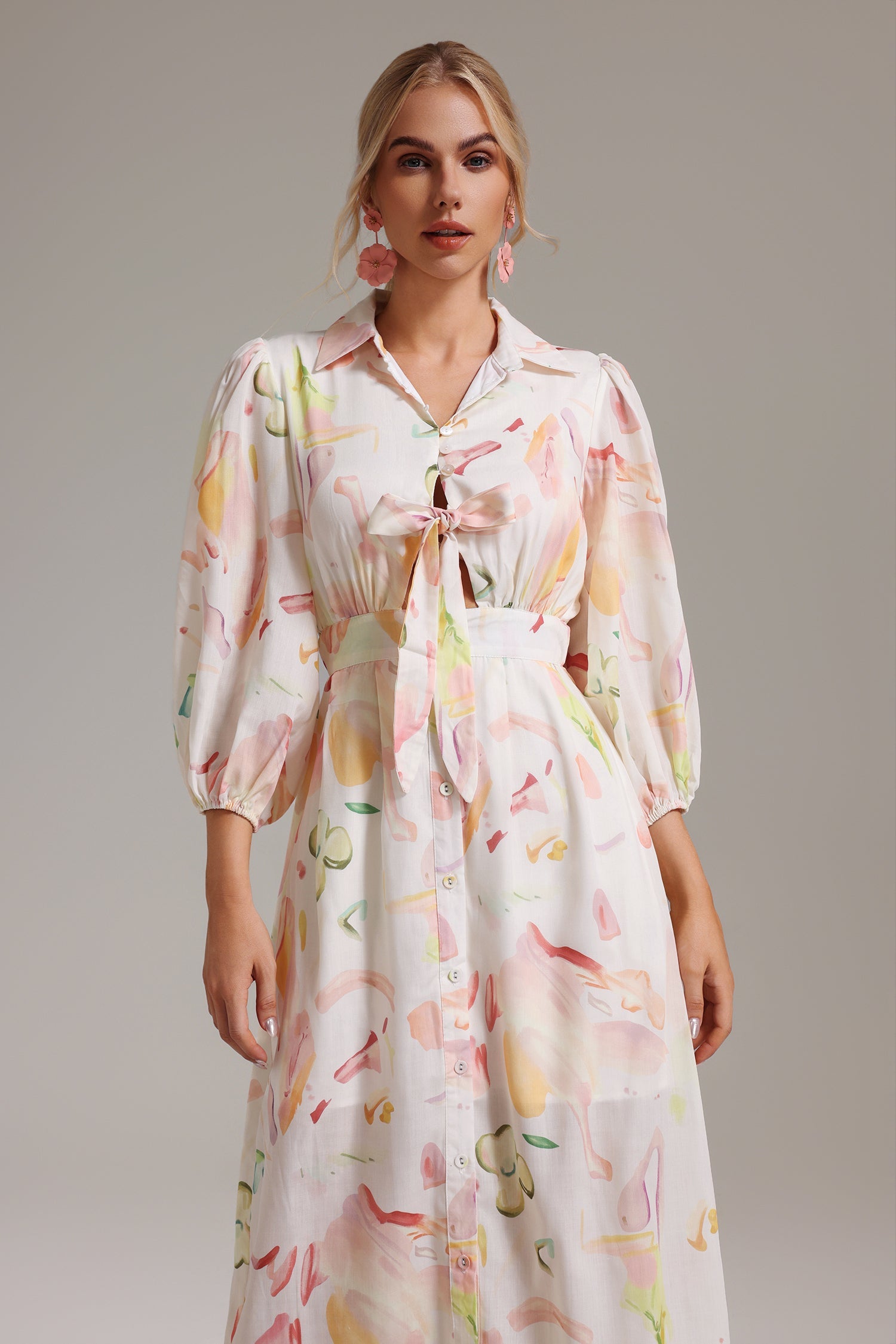 Lyla Button Placket Printed Dress	