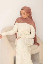 Salma V-Ruffle Textured Lace Dress