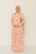 Salma Asymmetric Ruffle-Trim Floral Maxi-Pink