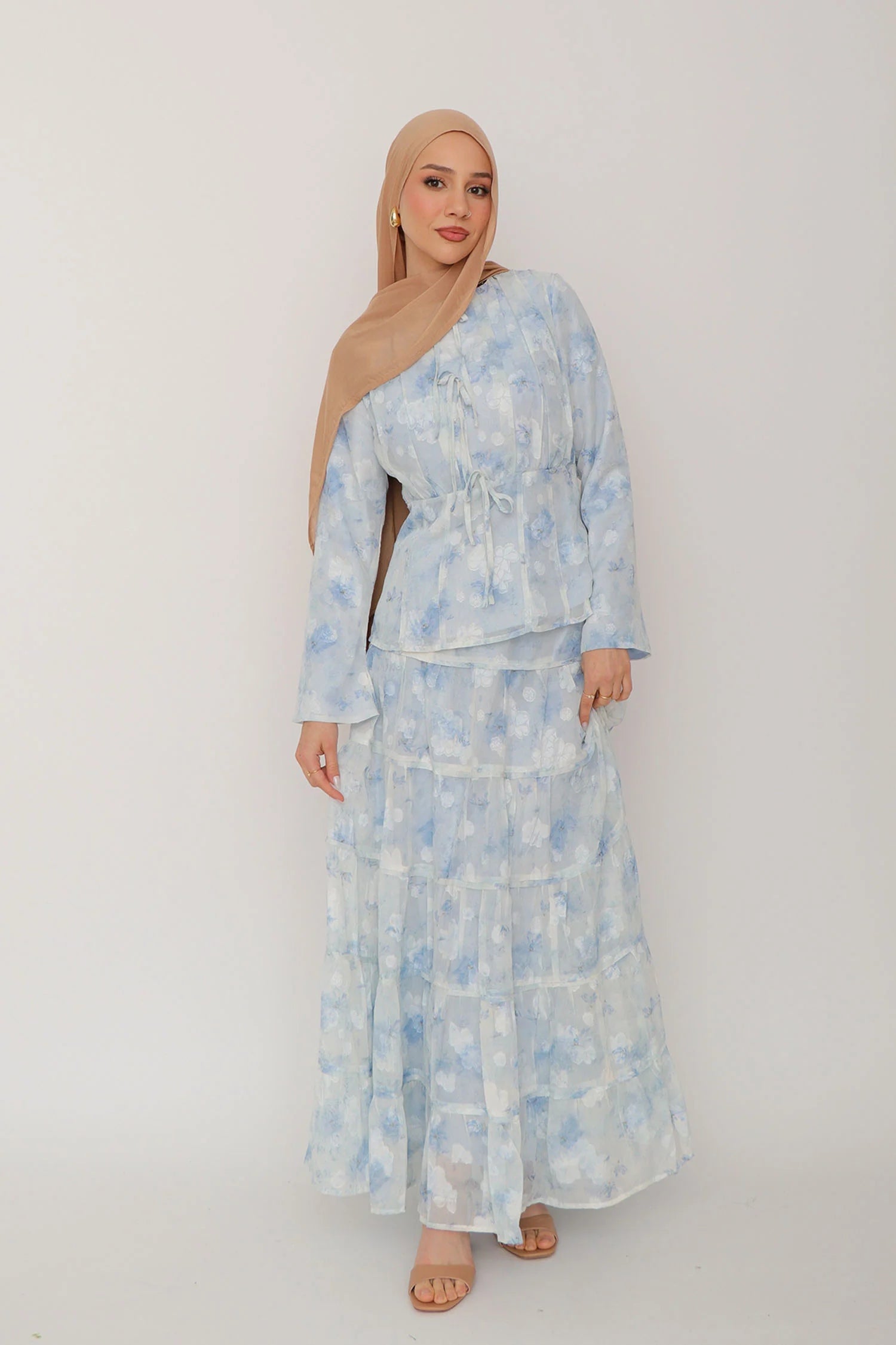 Selena Watercolor Floral Tiered Maxi Set