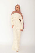 Salma V-Ruffle Textured Lace Dress