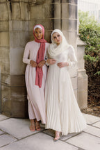 Noraya Pleated Satin Gown-White