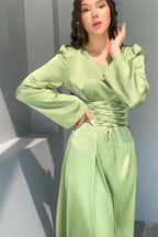 Zahra Tie Flare Sleeve Maxi Dress