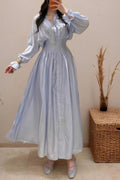 Sophia Luminous Ruched Waist Maxi Dress-Blue