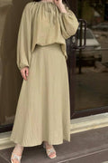 Elegant Two-Piece Crinkle Crepe Modest Set-Green