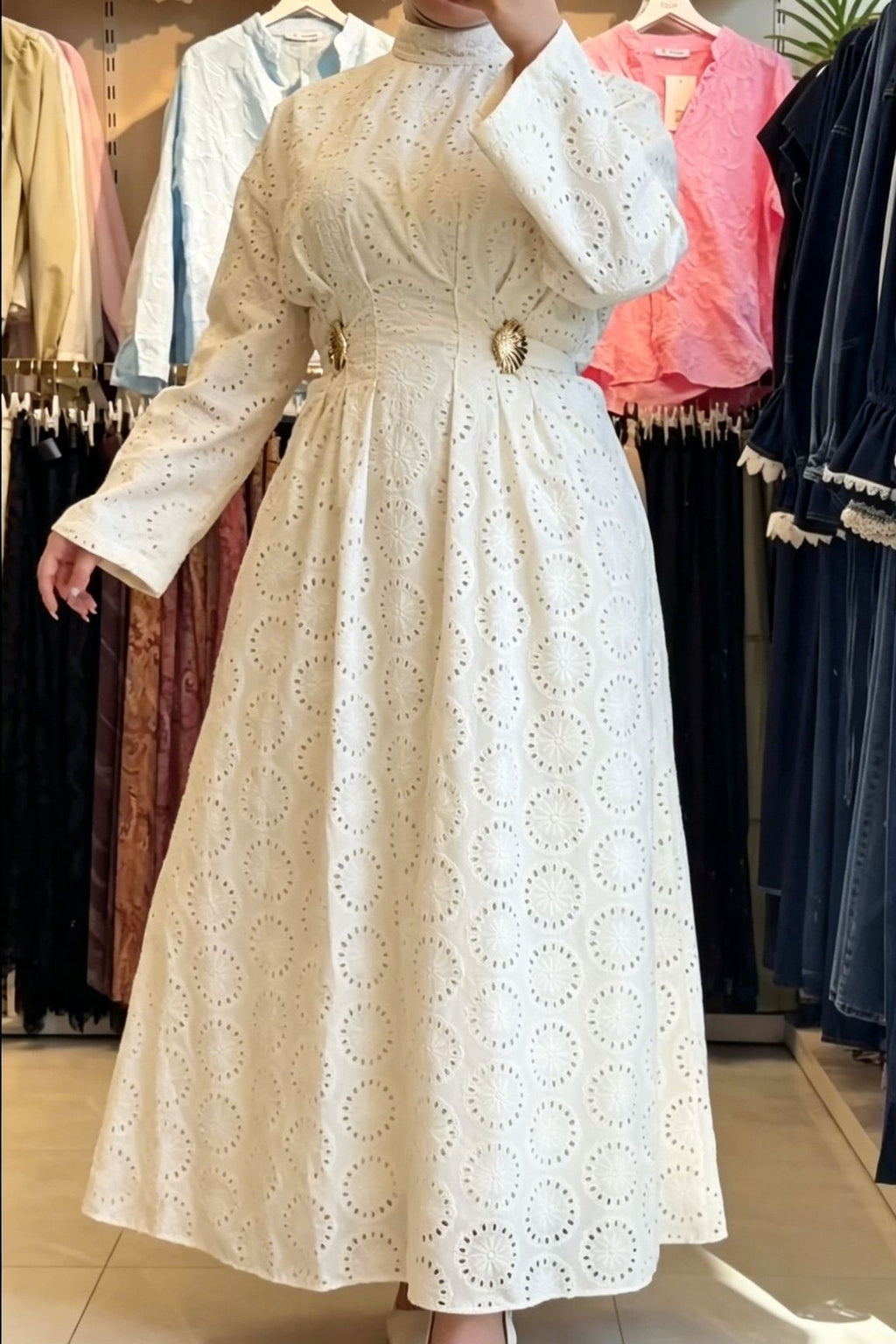 Maya Eyelet Embroidered Maxi Dress