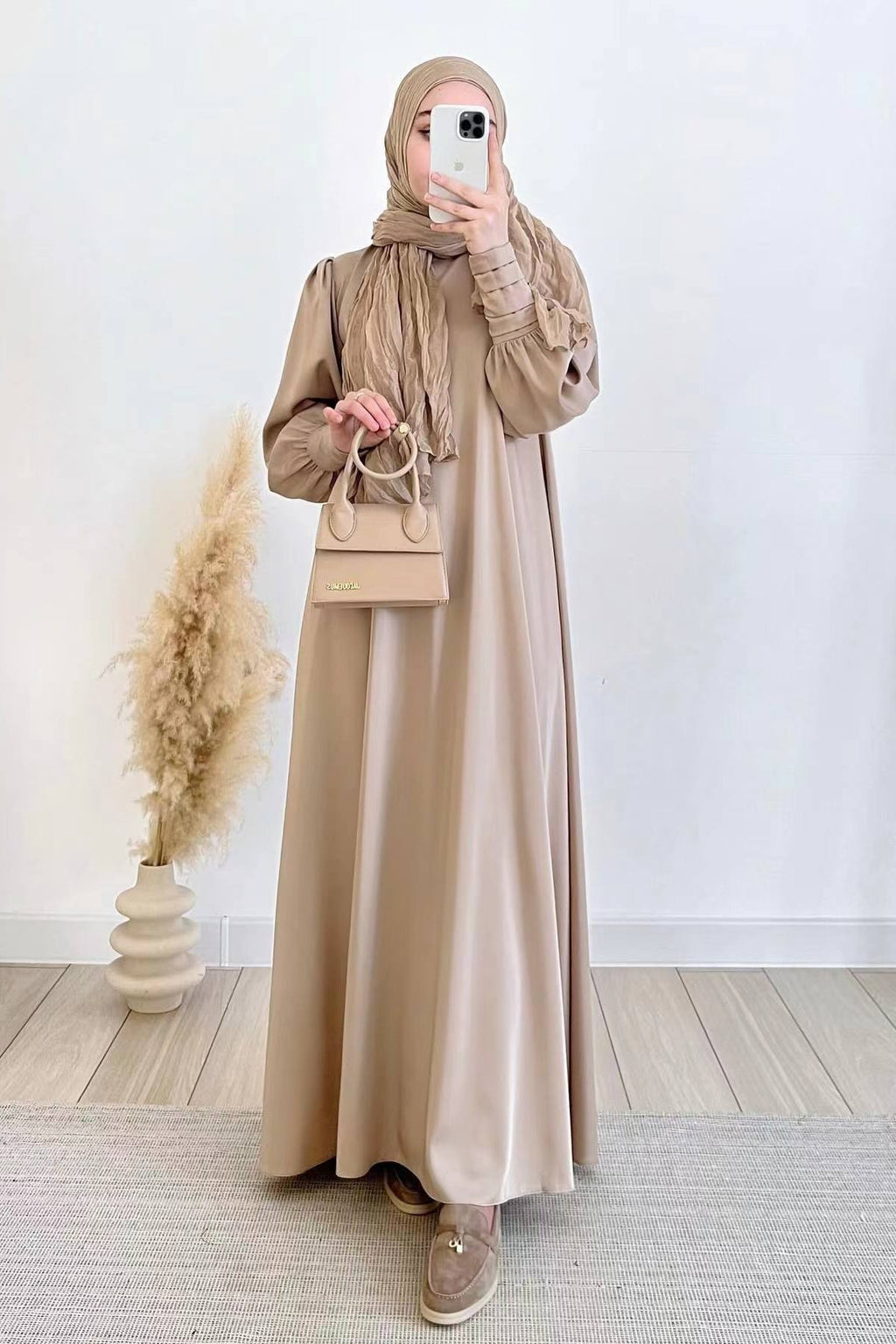 Luminous Liquid-Satin Maxi Dress-Brown