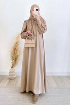 Luminous Liquid-Satin Maxi Dress-Brown