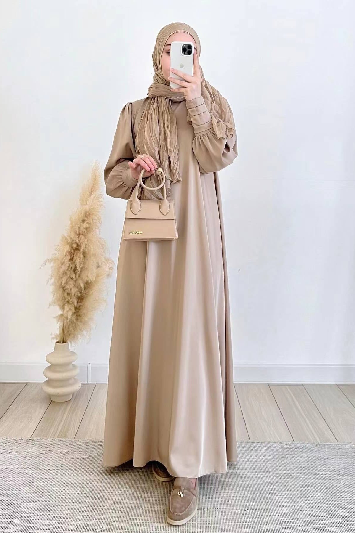 Luminous Liquid-Satin Maxi Dress-Brown