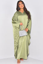 Starlit Rhinestone Embellished Evening Gown-Green