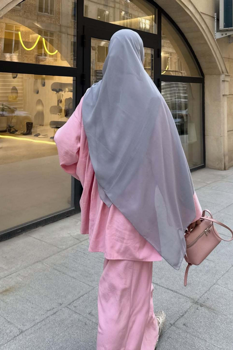 Mandarin Collar Knot-Button Modest Two-Piece Co-Ord Set-Pink