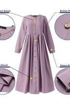 Sophisticated Pleated-Waist Shirt Dress-Purple