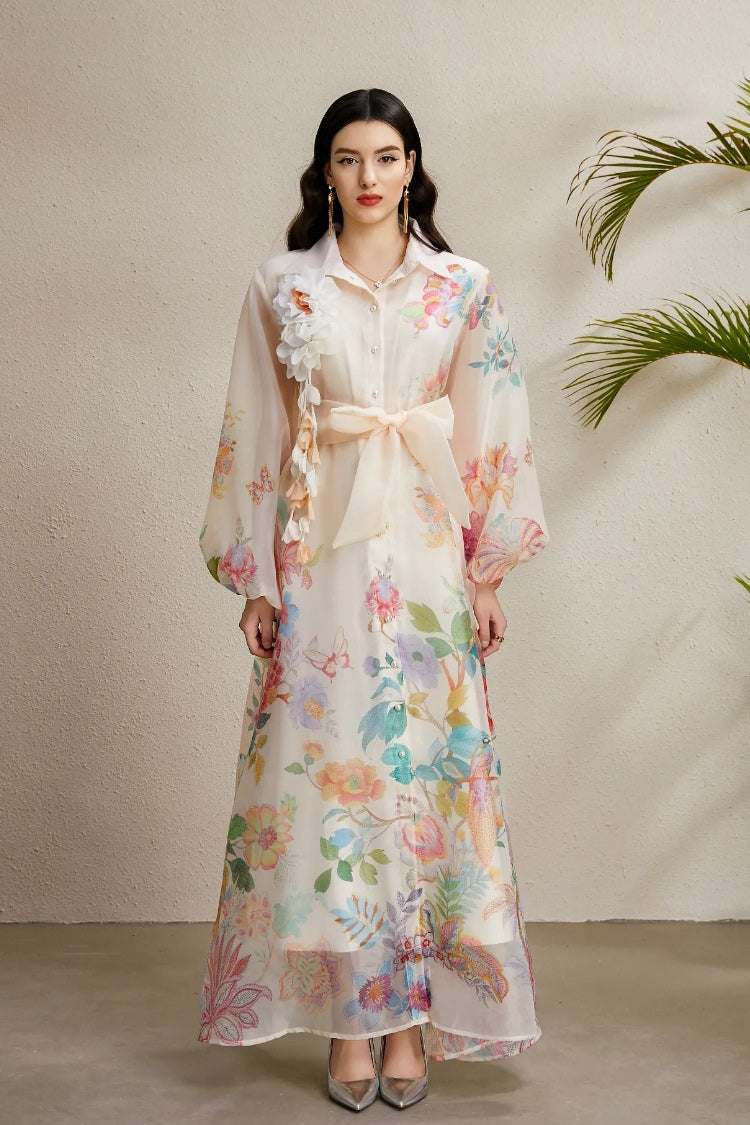 Maya Floral Applique Maxi Dress