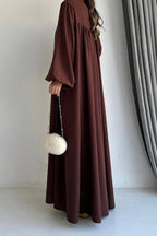 Versatile Full Button-Down Maxi Tunic-Brown