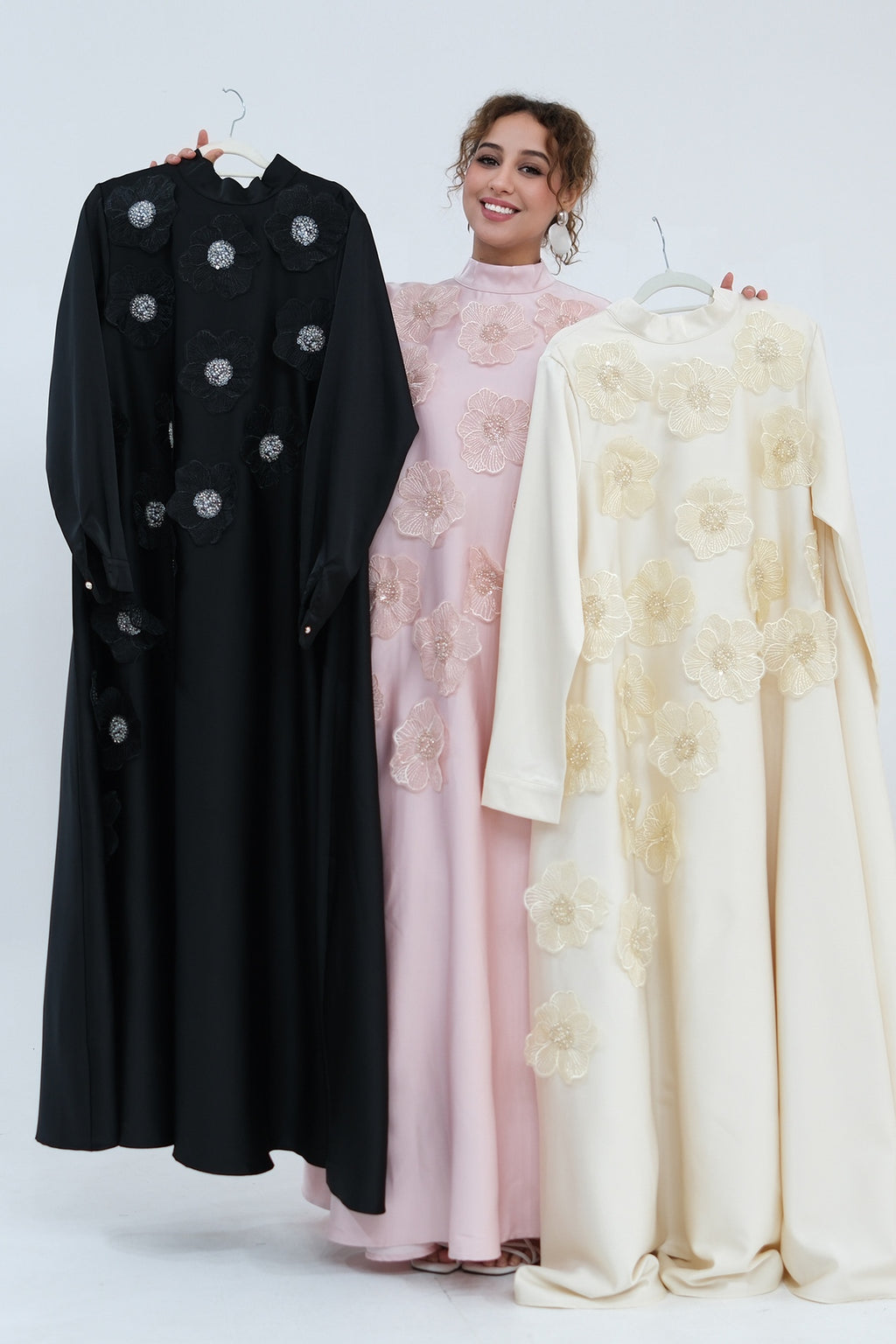 Lily Floral Applique Maxi Dress-Pink