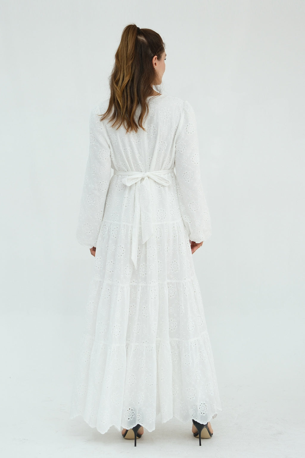 Eyelet Embroidered Tiered Maxi Dress