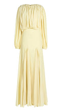 Zoe Pleated Chiffon Long Sleeve Maxi Gown-Yellow