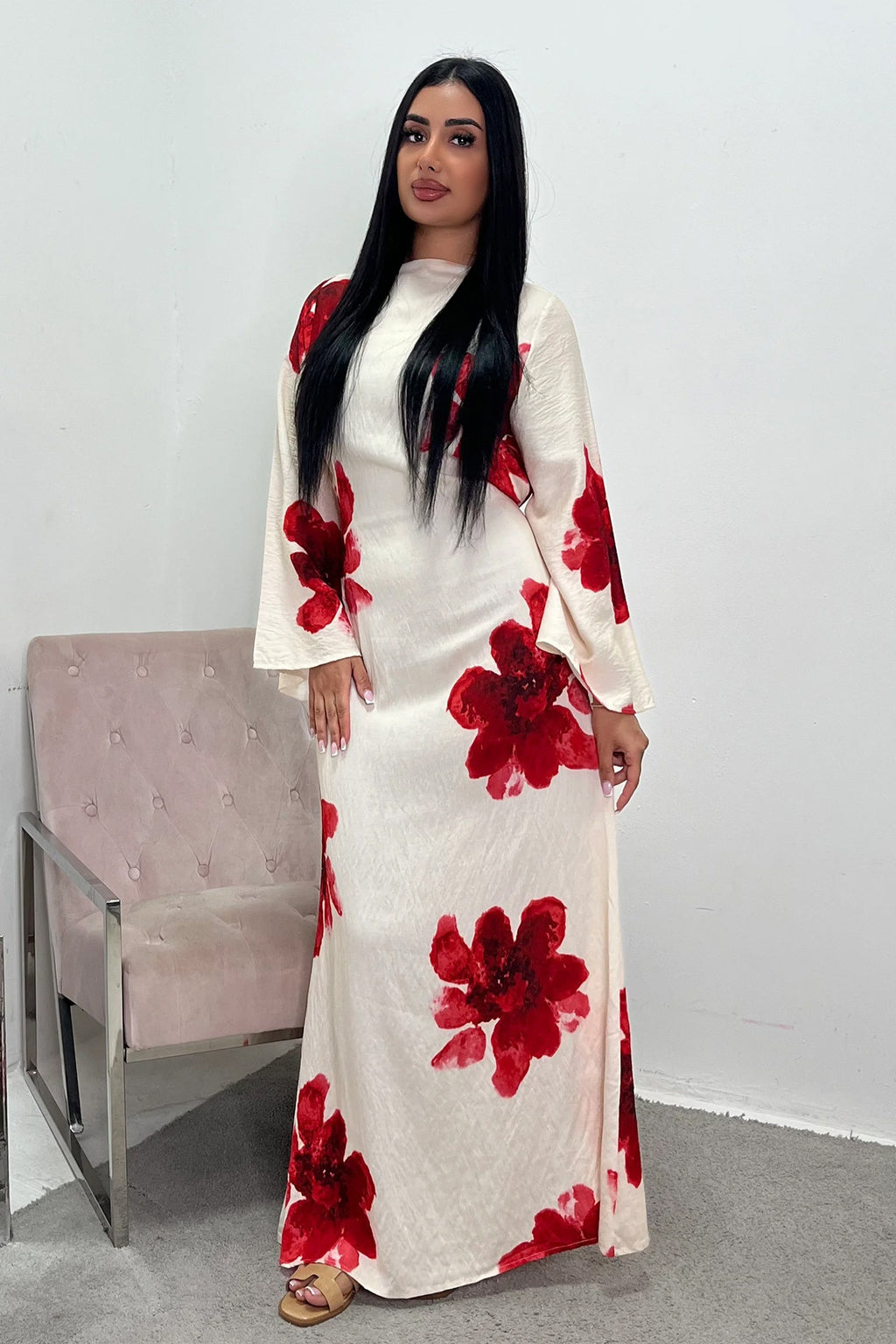 Bloom Floral Maxi Dress-White