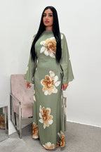 Bloom Floral Maxi Dress-Green