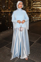 Luxury Satin-Finish Peplum Maxi Dress