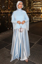 Luxury Satin-Finish Peplum Maxi Dress