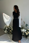 Zainab Contrast Flare Sleeve Maxi Dress-Black