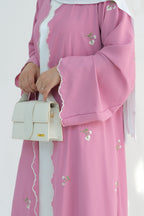 Floral Embroidered Open Abaya Dress