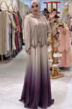 Nur Rhinestone Ombre Pleated Abaya Dress
