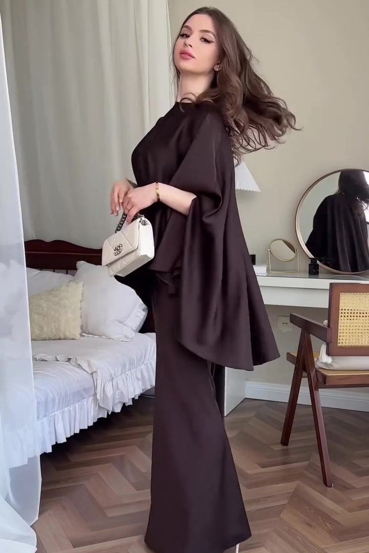 Sahar Cape Sleeve Belted Mermaid Co-ord