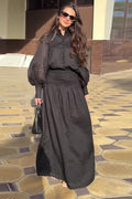 Maya Smocked Waist Shirt Skirt Set